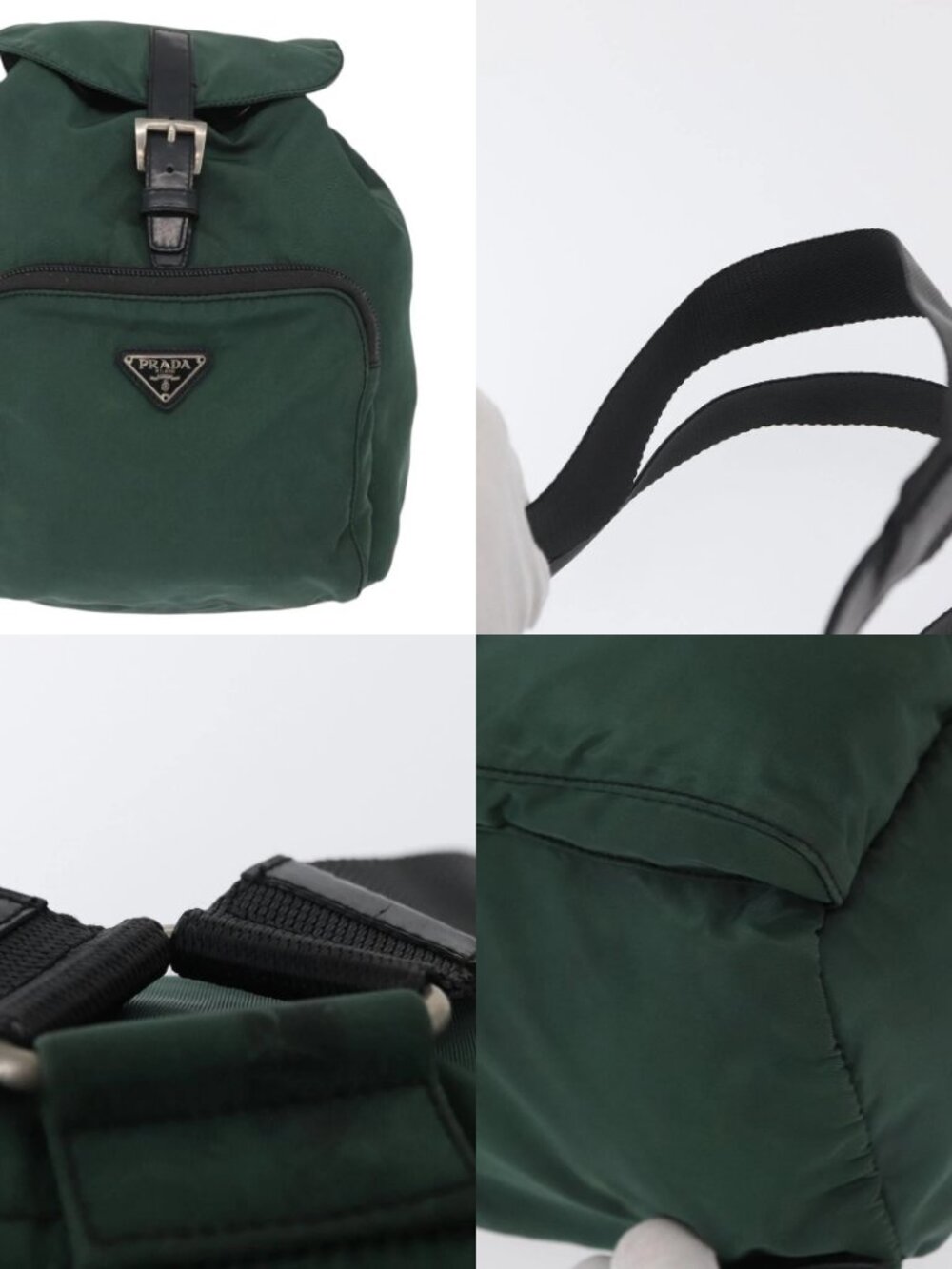 PRADA Backpack Nylon Green Silver Auth ki6395 - Picture 13 of 15